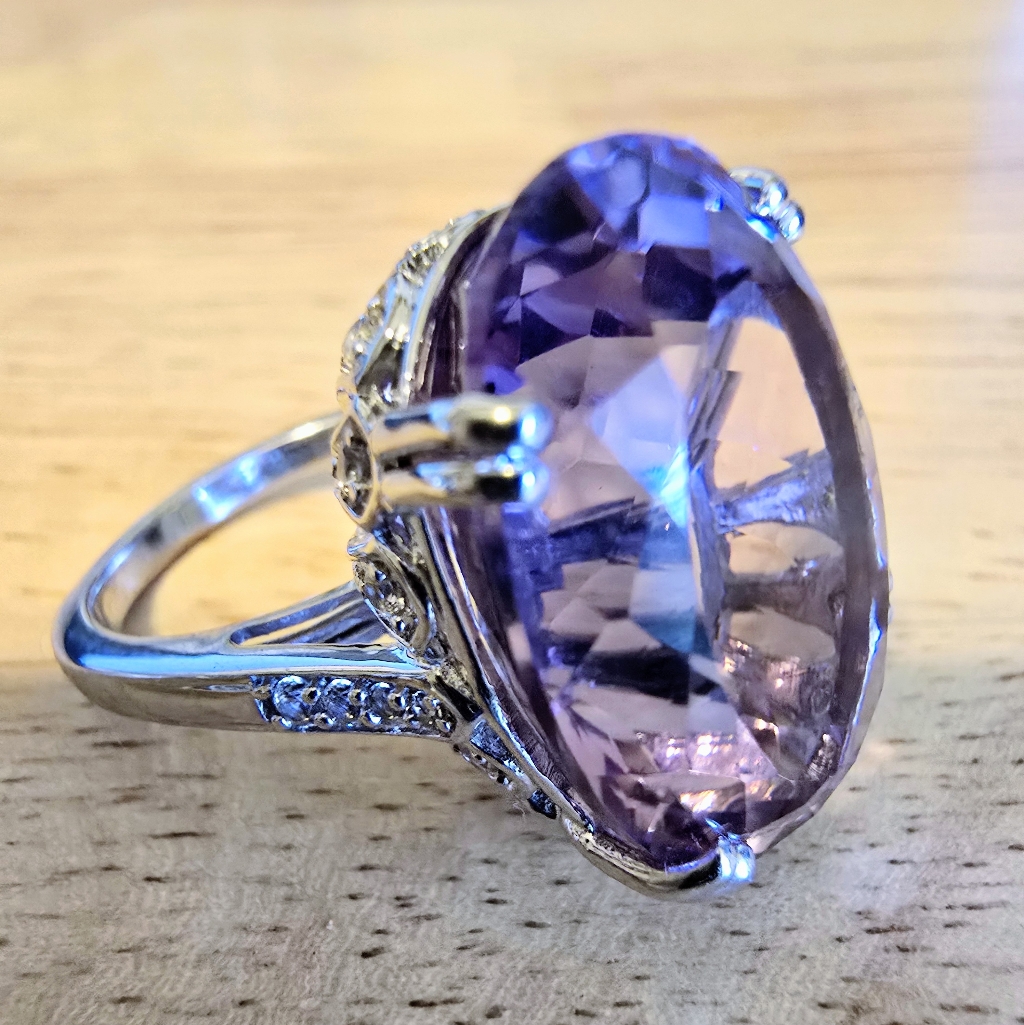 Elegant Rose De France Amethyst Cocktail Ring